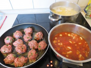 Préparation_Spaghetti aux boulettes de viande