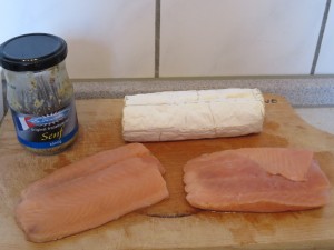 Ingrédients_pavés de saumon au chèvre et à la moutarde